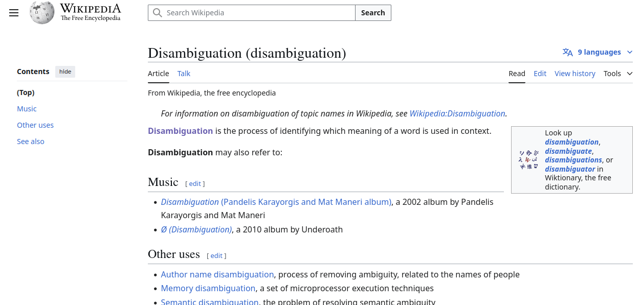 disambiguation